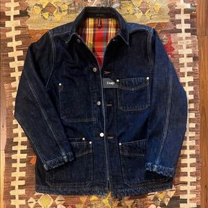 New Drakes Dark Blue Denim Shirt Jacket - Size 40